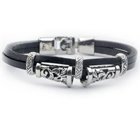 Men Bracelet Cowhide with Zinc Alloy zinc alloy clasp platinum color plated for man &  black nickel lead & cadmium free Length Approx 6.7 Inch Sold By Lot