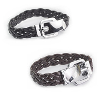 Men Bracelet PU Leather zinc alloy pin buckle braided bracelet & for man Length Approx 6.7 Inch Sold By Lot