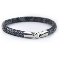 Men Bracelet, Cowhide, Tibetan Style hook and eye clasp, for man, black, Length:Approx 6.7 Inch, 3Strands/Lot, Sold By Lot