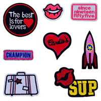 Sewing on Patch, Cloth, different styles for choice & with letter pattern, 30Sets/Lot, 10PCs/Set, Sold By Lot