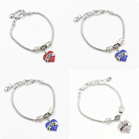 European Bracelet Zinc Alloy with 2lnch extender chain Heart word mom antique silver color plated charm bracelet & Mother Day Jewelry & snake chain & for woman & enamel & with rhinestone nickel lead & cadmium free Length Approx 7.5 Inch Sold By Lot