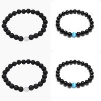 Black Agate Bracelets with Gemstone natural & for woman & frosted 8mm Length Approx 7.5 Inch Sold By Lot