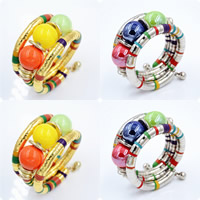 Tibetan Style Bangle, with Glass, plated, for woman, more colors for choice, nickel, lead & cadmium free, Inner Diameter:Approx 60mm, Length:Approx 7.5 Inch, 2PCs/Lot, Sold By Lot