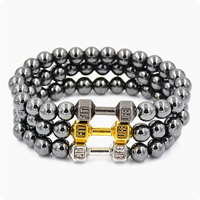 Hematite Bracelet with Zinc Alloy Barbell plated Unisex nickel lead & cadmium free 8mm Length Approx 7.5 Inch Sold By Lot