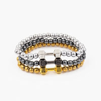 Unisex Bracelet Brass with Zinc Alloy Barbell plated nickel lead & cadmium free 6mm Length Approx 7.5 Inch Sold By Lot
