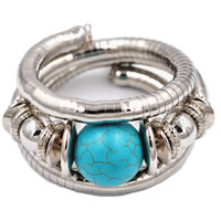 Tibetan Style Bangle, with Turquoise, platinum color plated, for woman, nickel, lead & cadmium free, Inner Diameter:Approx 60mm, Length:Approx 7.5 Inch, Sold By PC