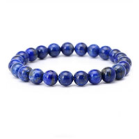 Bracelets de lapis-lazuli naturel, lapis lazuli naturel, unisexe, 8mm, Vendu par Environ 7.5 pouce brin