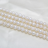 Perles de nacre rondes de culture d'eau douce, perle d'eau douce cultivée, naturel, blanc, 8-9mm, Trou:Environ 0.8mm, Vendu par Environ 15 pouce brin
