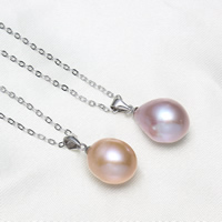Freshwater Pearl Brass Necklace, with Freshwater Pearl, with 4.5cm extender chain, Potato, platinum color plated, natural & oval chain, more colors for choice, nickel, lead & cadmium free, 12-13mm, Sold Per Approx 15.5 Inch Strand