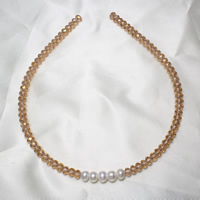 Hair Bands, Crystal, with Freshwater Pearl, natural & faceted, 122x142x6mm, Sold By PC