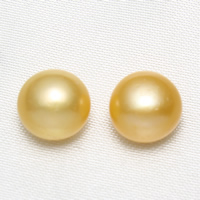 Cultured Half Drilled Freshwater Pearl Beads, Baroque, natural, 11-12mm, Hole:Approx 1mm, Sold By Pair