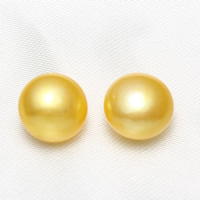 Cultured Half Drilled Freshwater Pearl Beads, Baroque, natural, 13-14mm, Hole:Approx 1mm, Sold By Pair