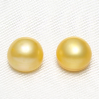 Cultured Half Drilled Freshwater Pearl Beads, Baroque, natural, 8-9mm, Hole:Approx 1mm, Sold By Pair