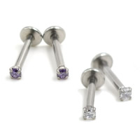 Stainless Steel Lip Ring, with cubic zirconia, more colors for choice, 1.20x6x2mm, 100PCs/Lot, Sold By Lot