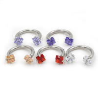 Stainless Steel Belly Ring, with cubic zirconia, more colors for choice, 8x3x1.20mm, 20PCs/Lot, Sold By Lot