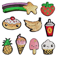 Sewing on Patch, Cloth, with Plastic Sequin, different styles for choice, 30Sets/Lot, 10PCs/Set, Sold By Lot