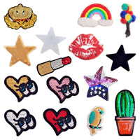 Sewing on Patch, Cloth, with Plastic Sequin, different styles for choice, 30Sets/Lot, 10PCs/Set, Sold By Lot