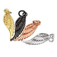 Brass Jewelry Pendants, Wing Shape, plated, more colors for choice, nickel, lead & cadmium free, 6x21x2mm, Hole:Approx 2.6mm, 20PCs/Lot, Sold By Lot