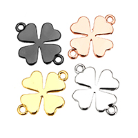 Brass Clover Pendant, Four Leaf Clover, plated, 1/1 loop, more colors for choice, nickel, lead & cadmium free, 15.50x11.50x1mm, Hole:Approx 1.4mm, 20PCs/Lot, Sold By Lot