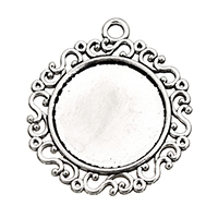 Tibetan Style Pendant Cabochon Setting, antique silver color plated, nickel, lead & cadmium free, 37x42x2mm, Hole:Approx 3.3mm, Inner Diameter:Approx 25mm, 100PCs/Lot, Sold By Lot