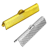 Iron Ribbon Crimp, Ijzer, plated, meer kleuren voor de keuze, 30x8x0.50mm, Gat:Ca 4x1.5mm, 200pC's/Lot, Verkocht door Lot
