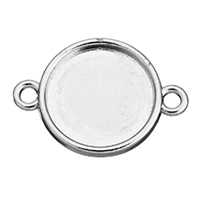 Tibetan Style Connector Setting, Flat Round, silver color plated, 1/1 loop, nickel, lead & cadmium free, 23x17x2mm, Hole:Approx 2mm, Inner Diameter:Approx 14mm, 200PCs/Lot, Sold By Lot