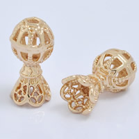 24K Gold Perlen, Messing, 24 K vergoldet, hohl, frei von Blei & Kadmium, 8x15mm, Bohrung:ca. 1mm, 20PCs/Tasche, verkauft von Tasche