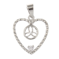Brass Peg Bail Heart platinum color plated with cubic zirconia nickel lead & cadmium free Approx Inner Approx Sold By PC