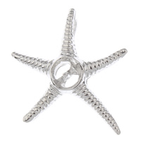 Brass Peg Bail, Starfish, platinum color plated, nickel, lead & cadmium free, 19x20x5mm, Hole:Approx 2x3mm, Inner Diameter:Approx 1x2mm, Sold By PC