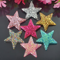 Mobile Phone DIY Decoration, Resin, Star, colorful powder, mixed colors, 37mm, 50PCs/Bag, Sold By Bag