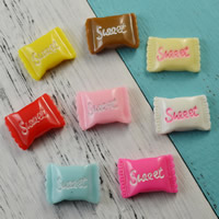 Mobile Phone DIY Decoration, Resin, Candy, with letter pattern, mixed colors, 16x23mm, 100PCs/Bag, Sold By Bag