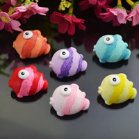 Mobile Phone DIY Decoration, Resin, Fish, mixed colors, 26x29mm, 50PCs/Bag, Sold By Bag