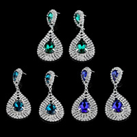 Crystal Earrings Zinc Alloy with Crystal stainless steel post pin Teardrop platinum color plated faceted & with rhinestone lead & cadmium free Sold By Bag
