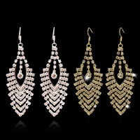 Rhinestone Earring Zinc Alloy stainless steel post pin Teardrop plated with rhinestone lead & cadmium free Sold By Bag