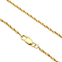 Messing Chain halskæde, guldfarve belagt, Singapore kæde, nikkel, bly & cadmium fri, 2mm, Solgt Per Ca. 17.5 inch Strand