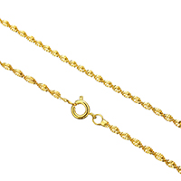 Messing Chain halskæde, guldfarve belagt, Singapore kæde, nikkel, bly & cadmium fri, 2.20mm, Solgt Per Ca. 17.5 inch Strand