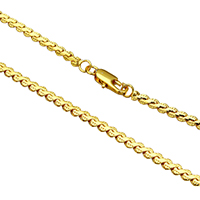 Collar de cadena de latón, metal, chapado en color dorado, cadena de serpentina & para mujer, libre de níquel, plomo & cadmio, 3x2mm, Vendido para aproximado 17.5 Inch Sarta