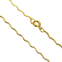 Messingkette Halskette, Messing, goldfarben plattiert, Boston-Kette & für Frau, frei von Nickel, Blei & Kadmium, 1x1mm, verkauft per ca. 18 ZollInch Strang