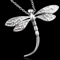 Brass Jewelry Pendants, Dragonfly, real silver plated, lead & cadmium free, 30x25mm, Hole:Approx 3-5mm, 10PCs/Bag, Sold By Bag