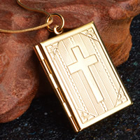 Brass Locket Pendants Rectangle real gold plated lead & cadmium free Approx 3-5mm Sold By Bag