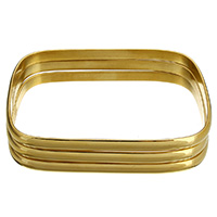 Stainless Steel Bangle Set, gold color plated, for woman, 5x2mm, Inner Diameter:Approx 70x51mm, Length:Approx 9 Inch, 3PCs/Set, Sold By Set
