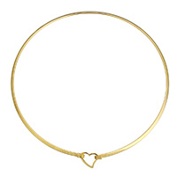 Collar Necklace, Stainless Steel, Heart, gold color plated, for woman, 15x13x1.5mm, 3x2mm, Inner Diameter:Approx 138x145mm, Length:Approx 18.5 Inch, Sold By PC