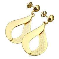 Stainless Steel Drop Earring, Teardrop, gold color plated, 26x38.50x2.50mm, Sold By Pair