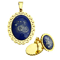 Resin Jewelry Sets, pendant & earring, Stainless Steel, with Resin, Flat Oval, gold color plated, 27.5x39x6mm, 13x18x17mm, Hole:Approx 5x8.7mm, Sold By Set
