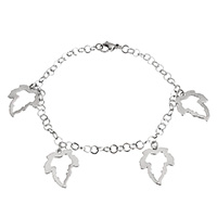 Stainless Steel Jewelry Bracelet, Maple Leaf, charm bracelet & round link chain & for woman, original color, 16x19x1mm, 4x4x0.5mm, Sold Per Approx 8 Inch Strand