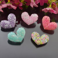Mobile Phone DIY Decoration, Glass, with Resin, Heart, mixed colors, 22x30mm, 50PCs/Bag, Sold By Bag