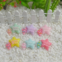 Mobile Phone DIY Decoration, Resin, Star, with letter pattern, mixed colors, 21mm, 100PCs/Bag, Sold By Bag