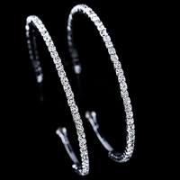 цинковый сплав Серьги-кольца, нержавеющая сталь гвоздик, Кольцевая форма, Платиновое покрытие платиновым цвет, со стразами, не содержит свинец и кадмий, 2mm, 3Пары/сумка, продается сумка