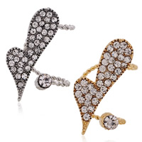 Fashion Earring Cuff and Wraps Zinc Alloy Heart plated with rhinestone lead & cadmium free Sold By PC