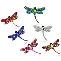 Crystal Brooch Zinc Alloy with Crystal Dragonfly plated for woman & faceted & with rhinestone nickel lead & cadmium free Sold By Lot
